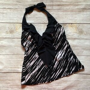 Aqua Green Halter Tankini Swimsuit Top NWT Women’s Size Small Black White